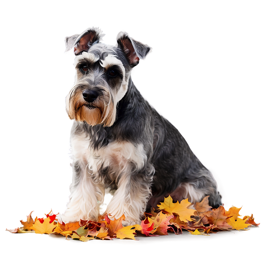 Schnauzer In Autumn Leaves Png Tdt