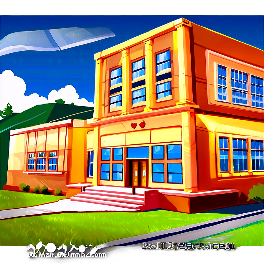 School Building Cartoon Png 05232024