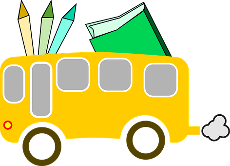 School Bus Cartoon Graphic PNG with transparent background