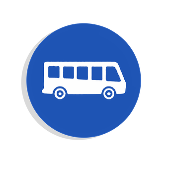 School Bus Icon Blue Background PNG with transparent background