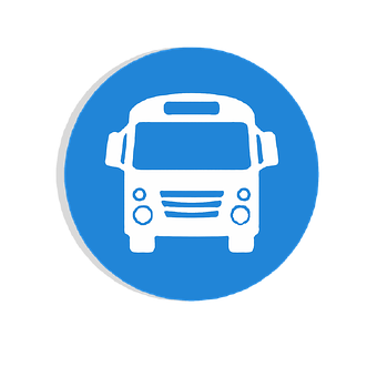 School Bus Icon Blue Background PNG with transparent background