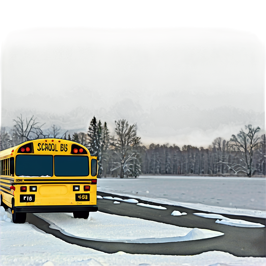 School Bus In Winter Scene Png 59