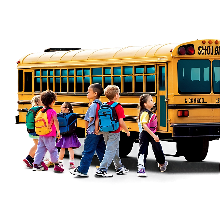 School Bus With Children PNG ivp PNG image with a transparent background, free high-resolution download