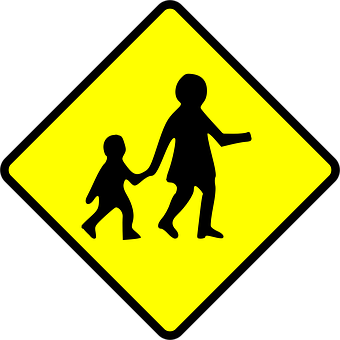 School Crossing Sign PNG with transparent background