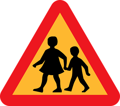 School Zone Sign Children Crossing PNG with transparent background