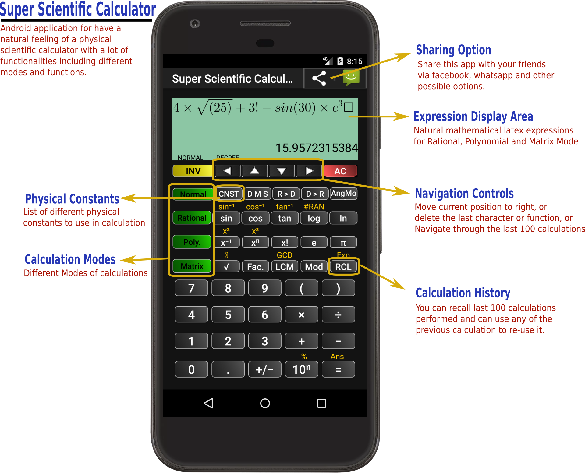 Scientific Calculator App Features