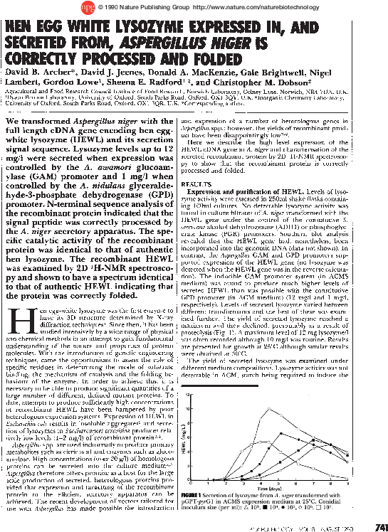 Scientific Research Article Lysozyme Expression