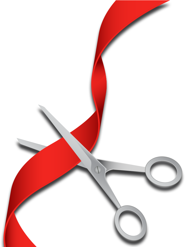 Scissors Cutting Red Ribbon