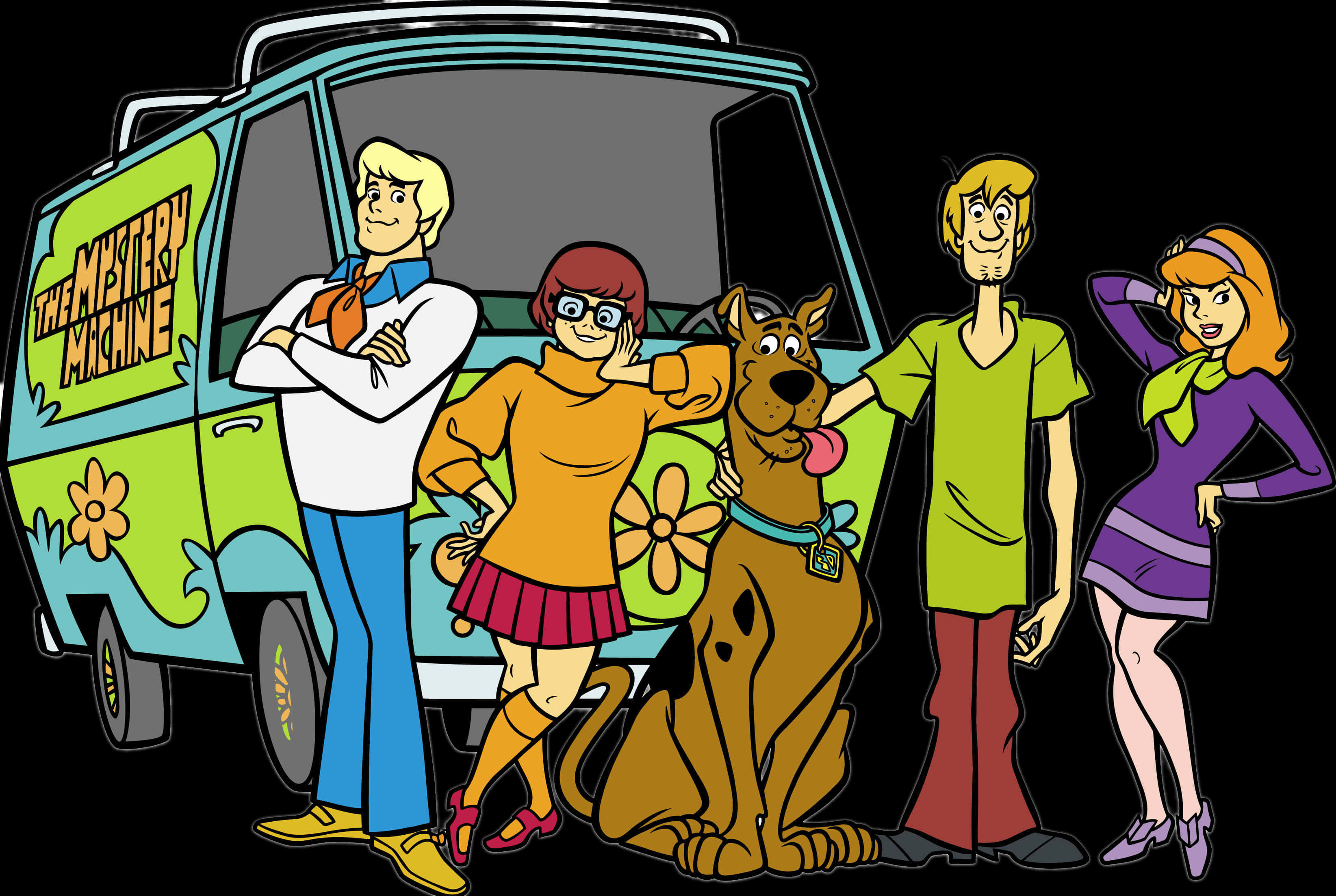 Scooby Doo In Front Of Mystery Machine - Scooby Doo, HD Png Download PNG with transparent background