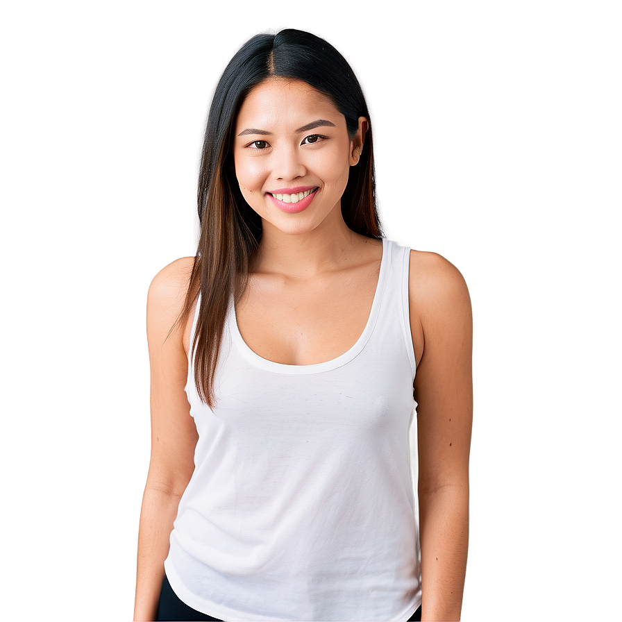 Scoop Neck White Tank Top Shape Png Aao72