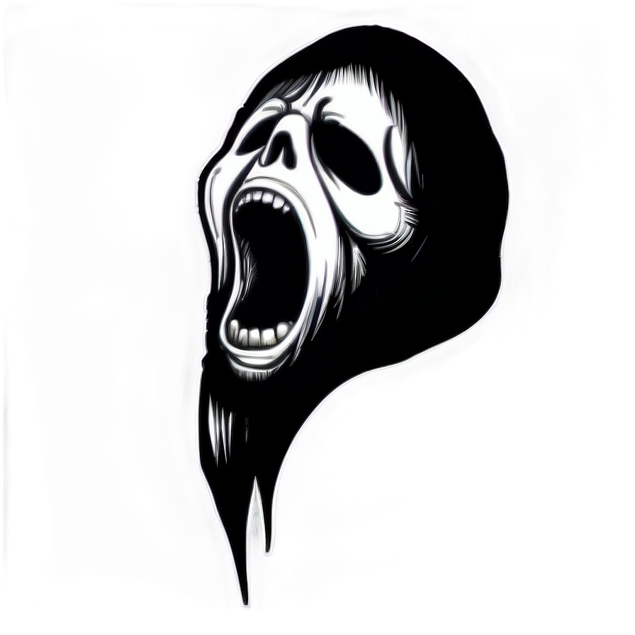 Scream Black and White PNG 05232024 PNG with transparent background