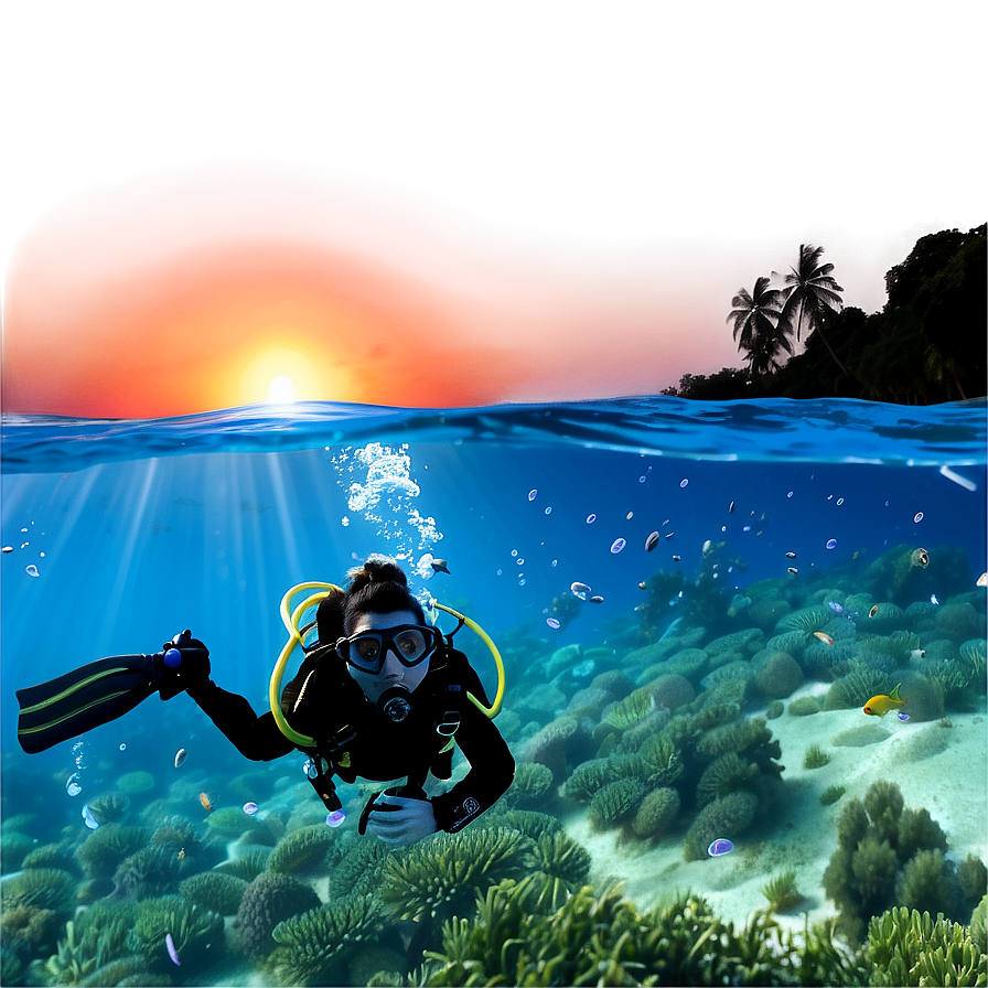 Scuba Diving at Sunset PNG jdn97 PNG with transparent background