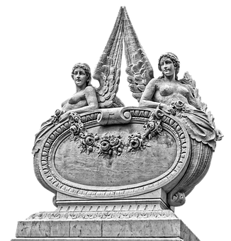 Sculpted Angelsand Obelisk Monument PNG with transparent background