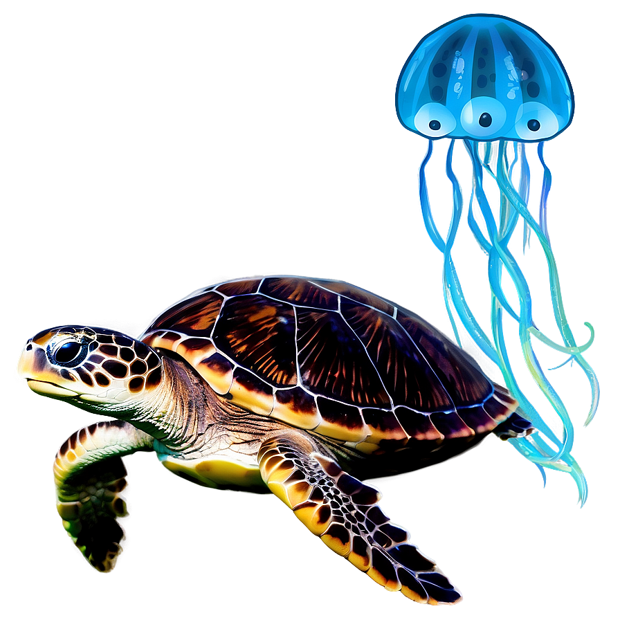 Sea Turtle And Jellyfish Png Bbc