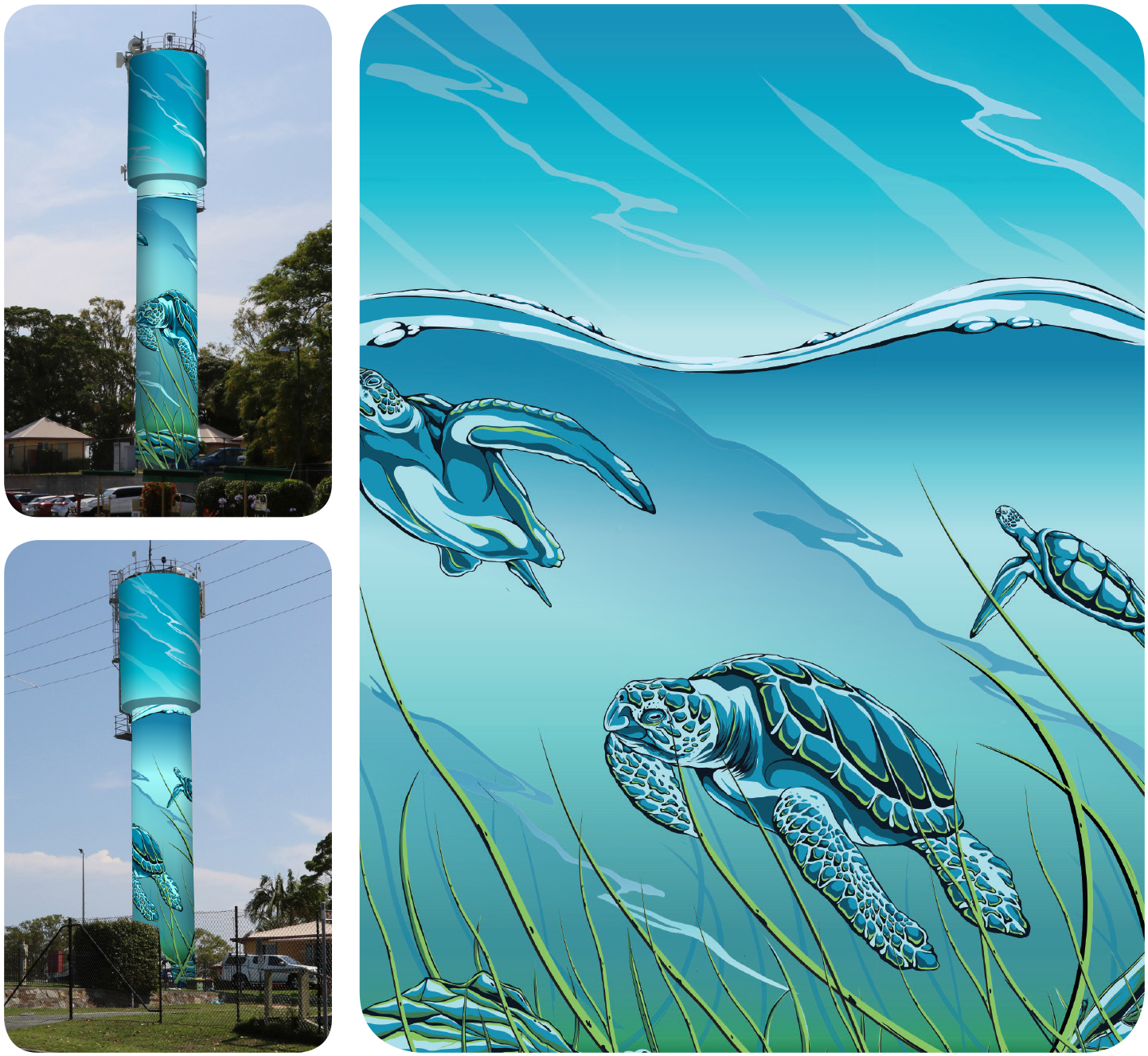 Sea Turtle Water Tower Artwork