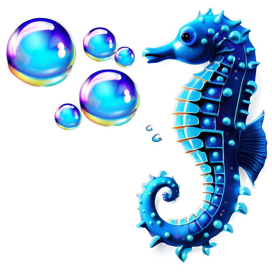 Seahorse with Bubbles PNG 06112024 PNG with transparent background