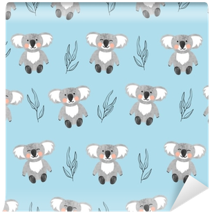 Seamless Pattern With Cute Watercolor Koala Bears On - Cute Koala Background PNG with transparent background