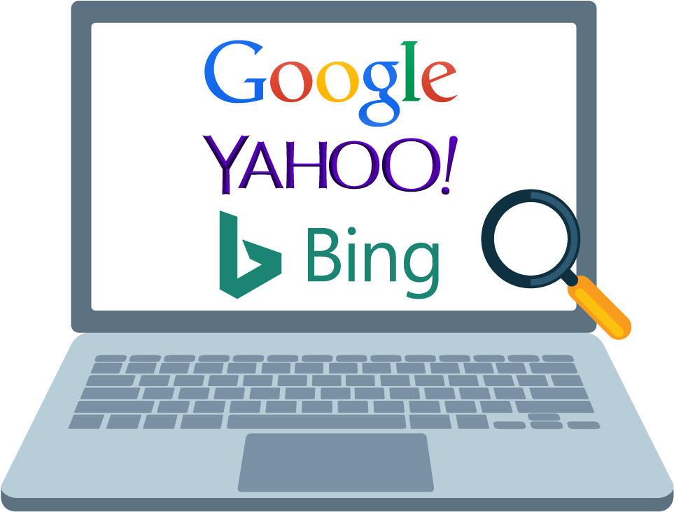 A Computer Screen Showing Various Search Engine Logos - Google Bing Yahoo Duckduckgo, HD Png Download PNG with transparent background