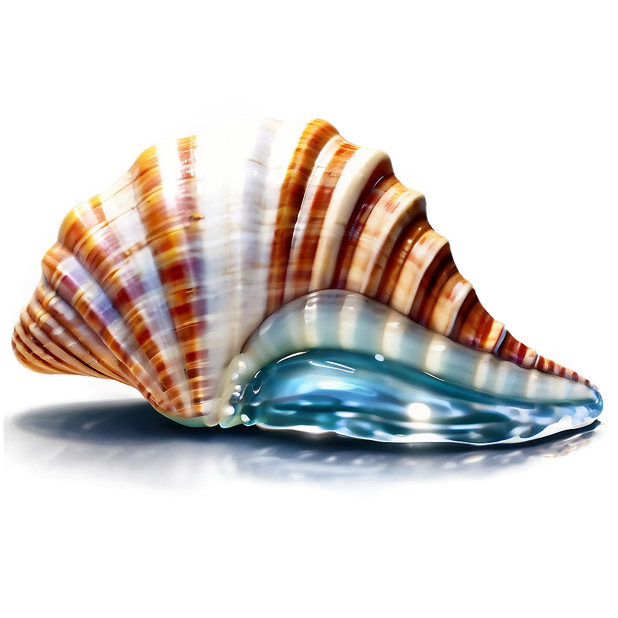 Seashell With Sea Waves Png Kge