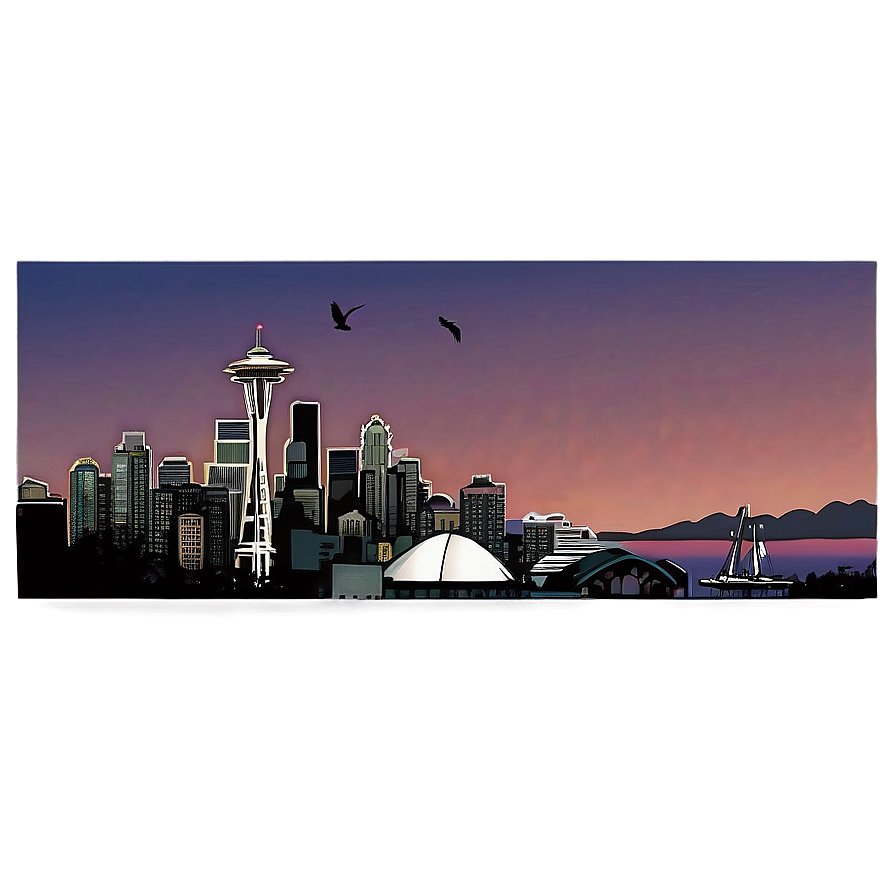 Seattle Skyline At Twilight Png 06252024