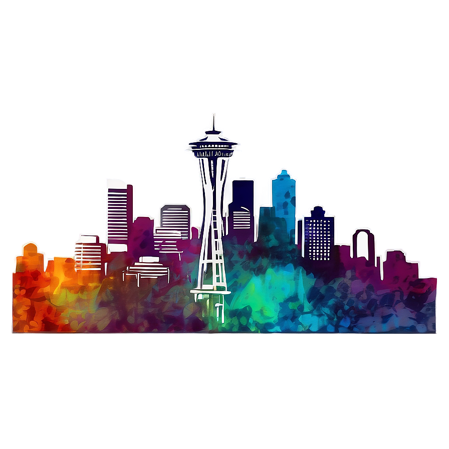 Seattle Skyline Grunge Art Png Ndo