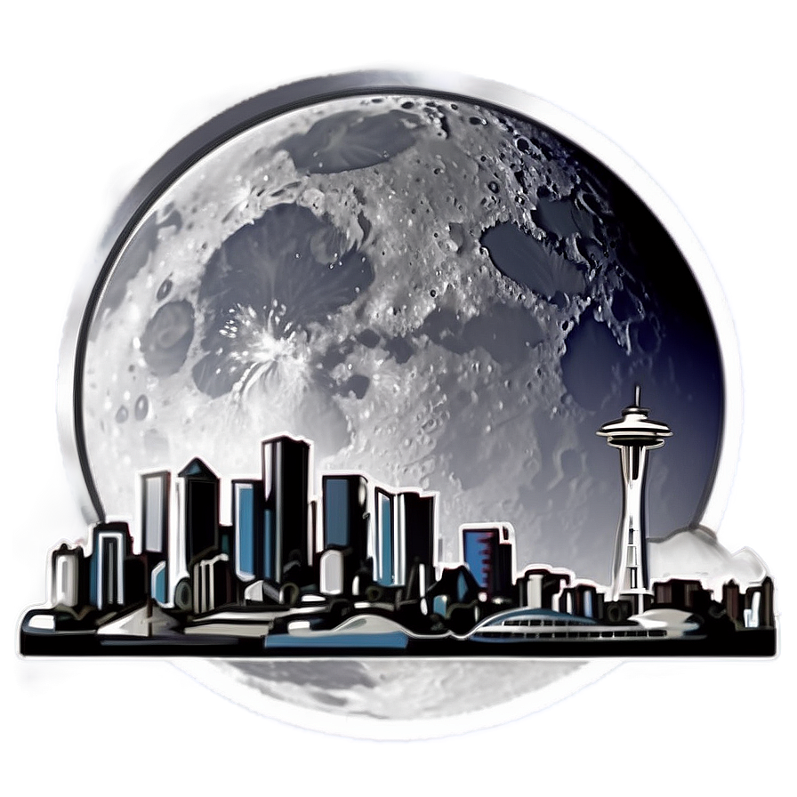 Seattle Skyline With Full Moon Png 83