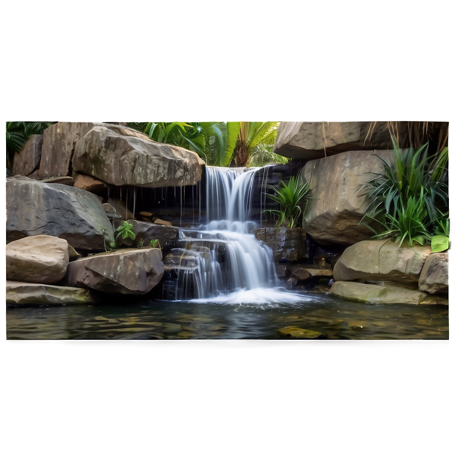 Secluded Waterfall Oasis Photo Png Apa