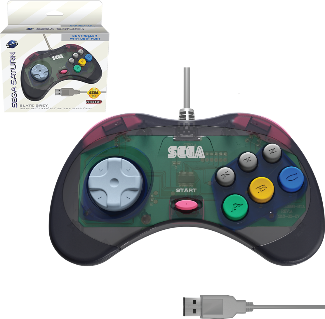 Sega Saturn U S B Controller Slate Grey