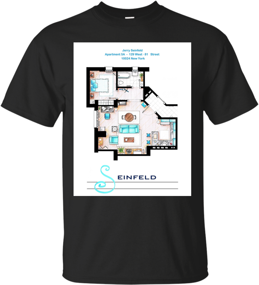 Seinfeld Apartment Blueprint T Shirt Design PNG with transparent background
