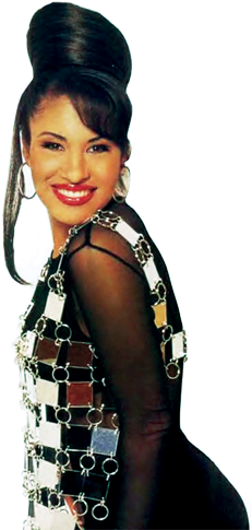 Selena Quintanilla Smilingin Metallic Outfit