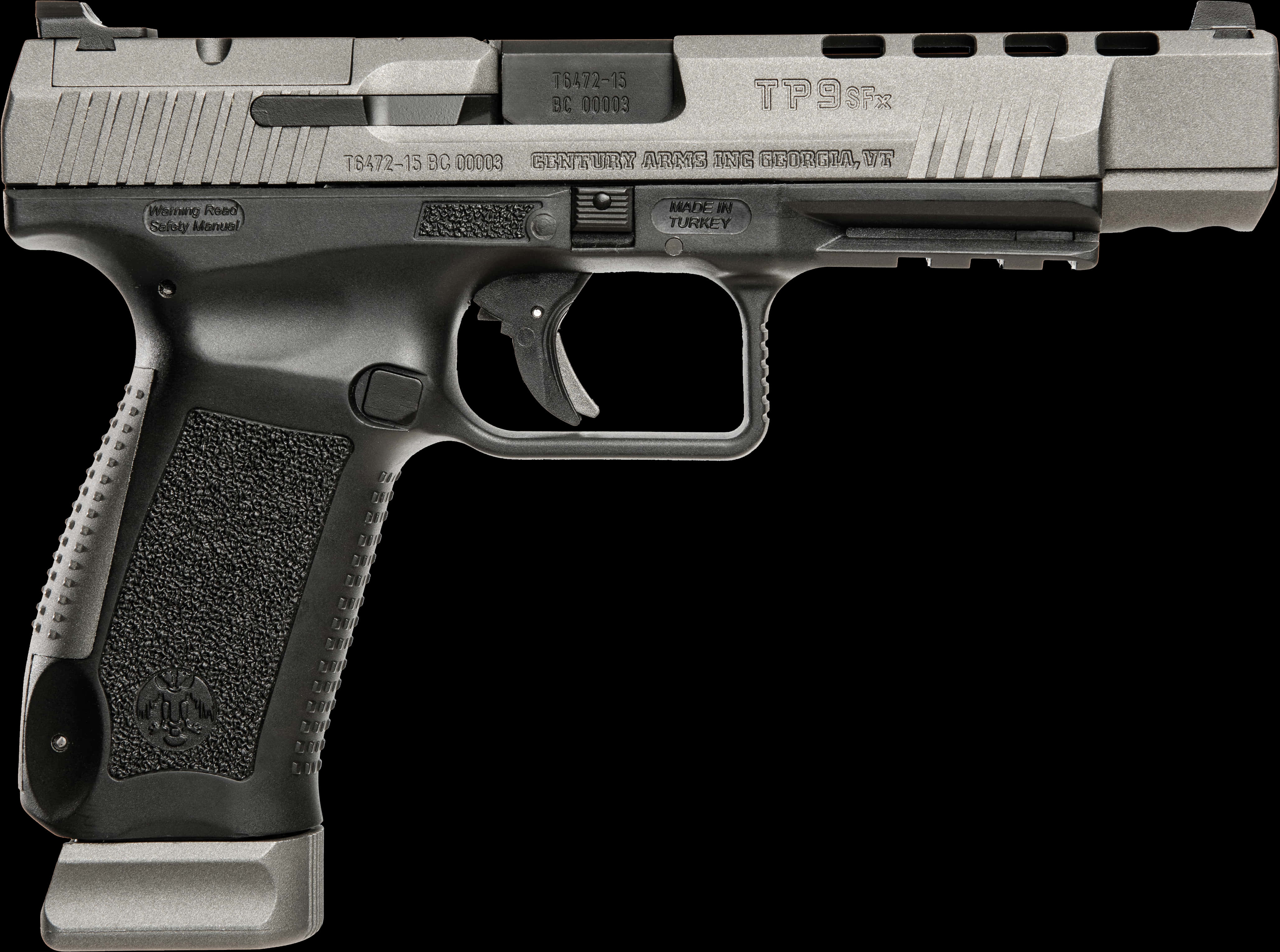 Semi Automatic Pistol T P9 S F PNG with transparent background