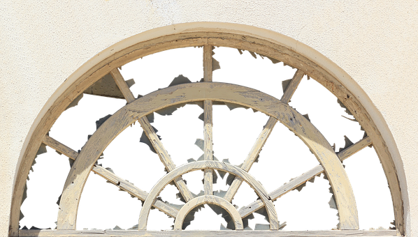 Semi Circular Broken Window Architecture PNG with transparent background