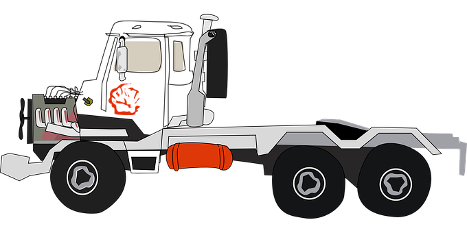 Semi Truck Side View Vector Illustration PNG with transparent background
