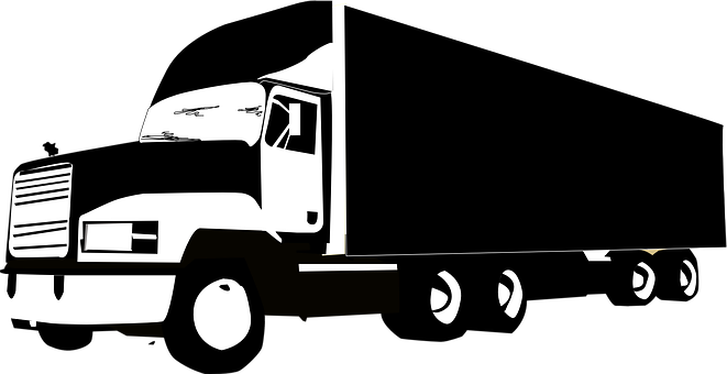Semi Truck Silhouette PNG with transparent background
