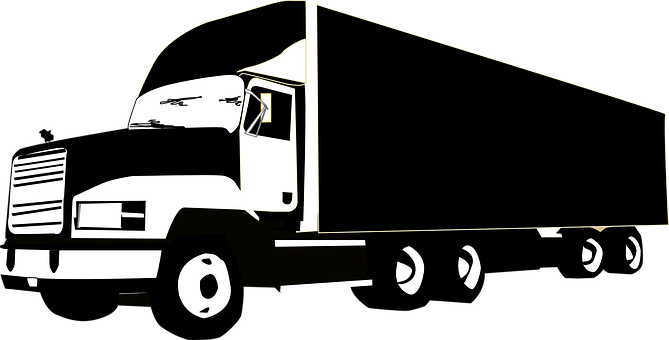 Semi Truck Silhouette PNG with transparent background
