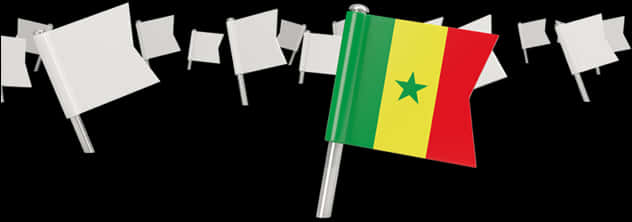 Senegal Flag Among Blank Banners