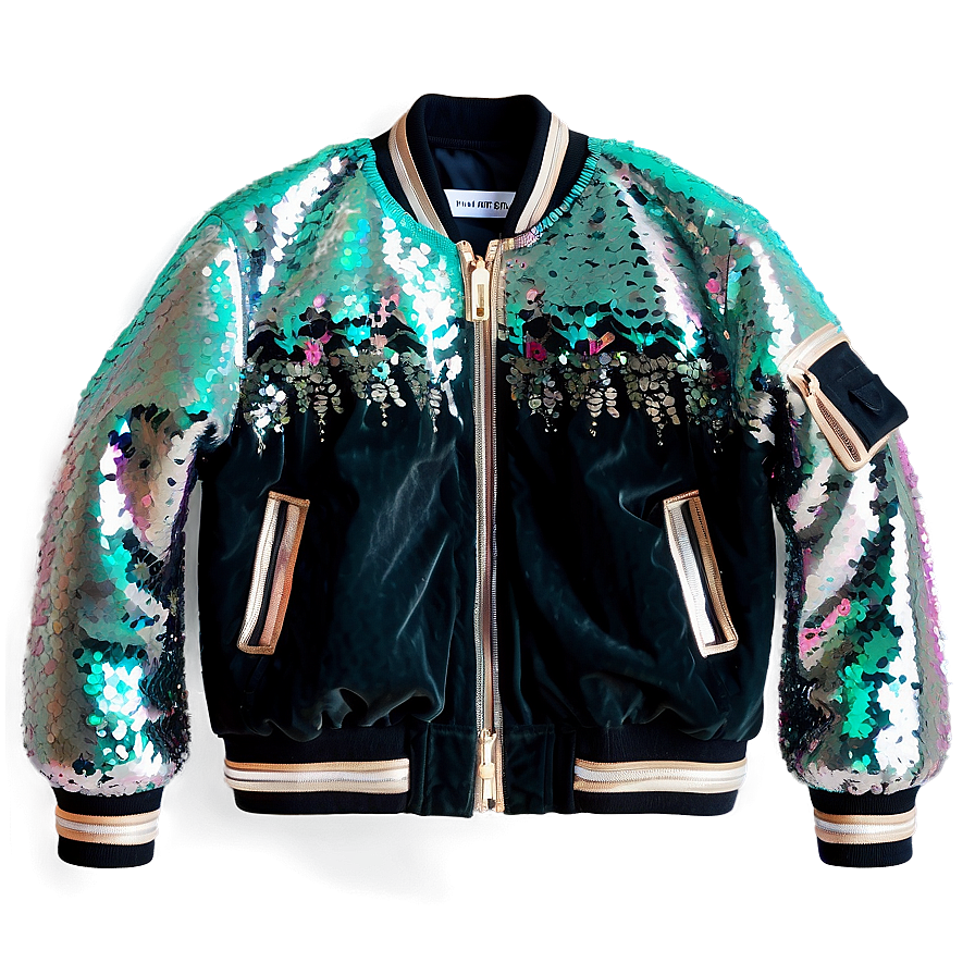 Sequin Bomber Jacket Sparkly Png 06282024