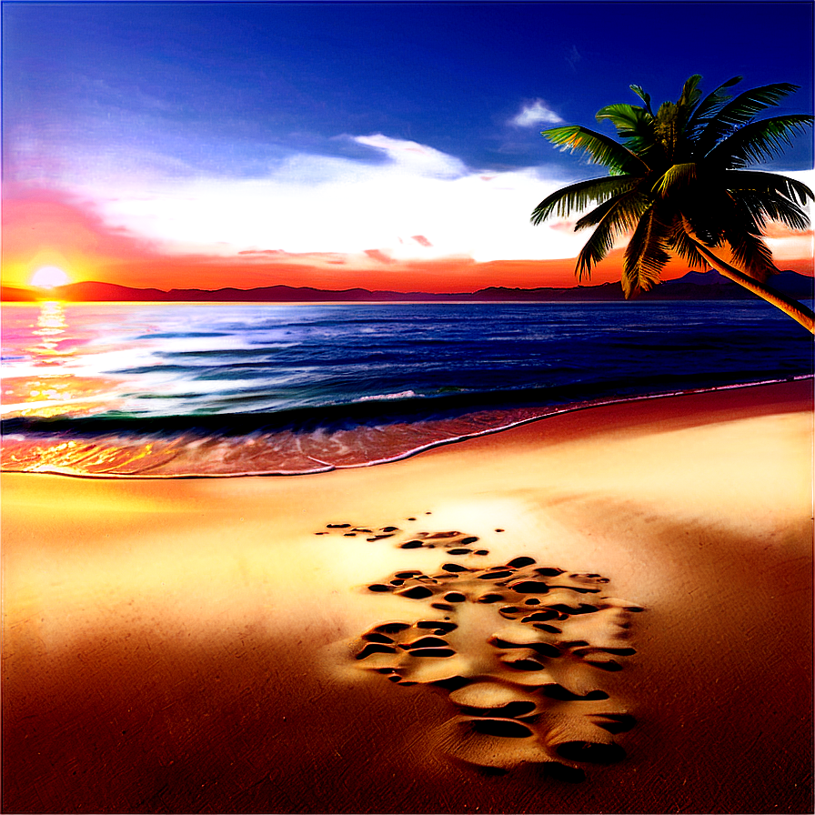 Serene Beachside Sunset Landscape PNG 06232024 PNG