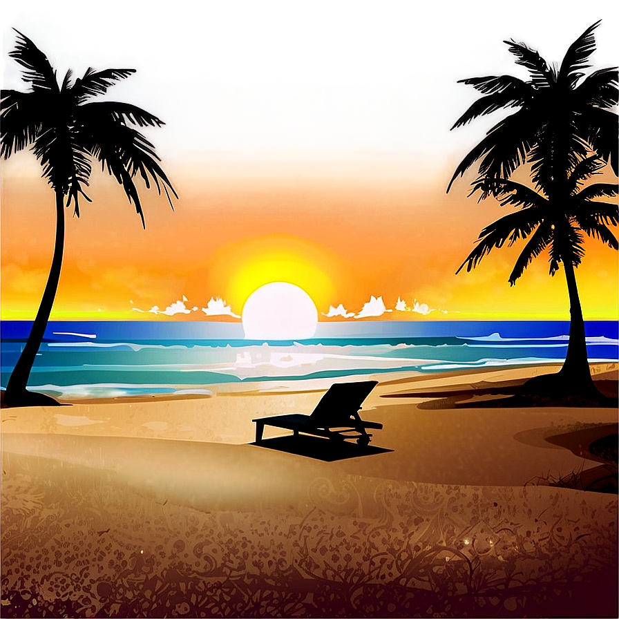 Serene Beachside Sunset Landscape PNG 06232024 PNG with transparent background