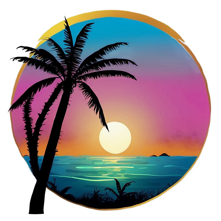 Serene Beachside Sunset Landscape PNG cyo PNG with transparent background