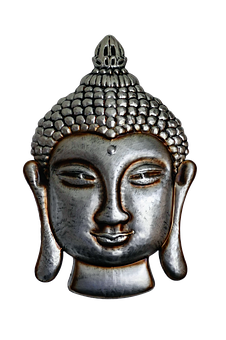 Serene Buddha Head Sculpture PNG with transparent background