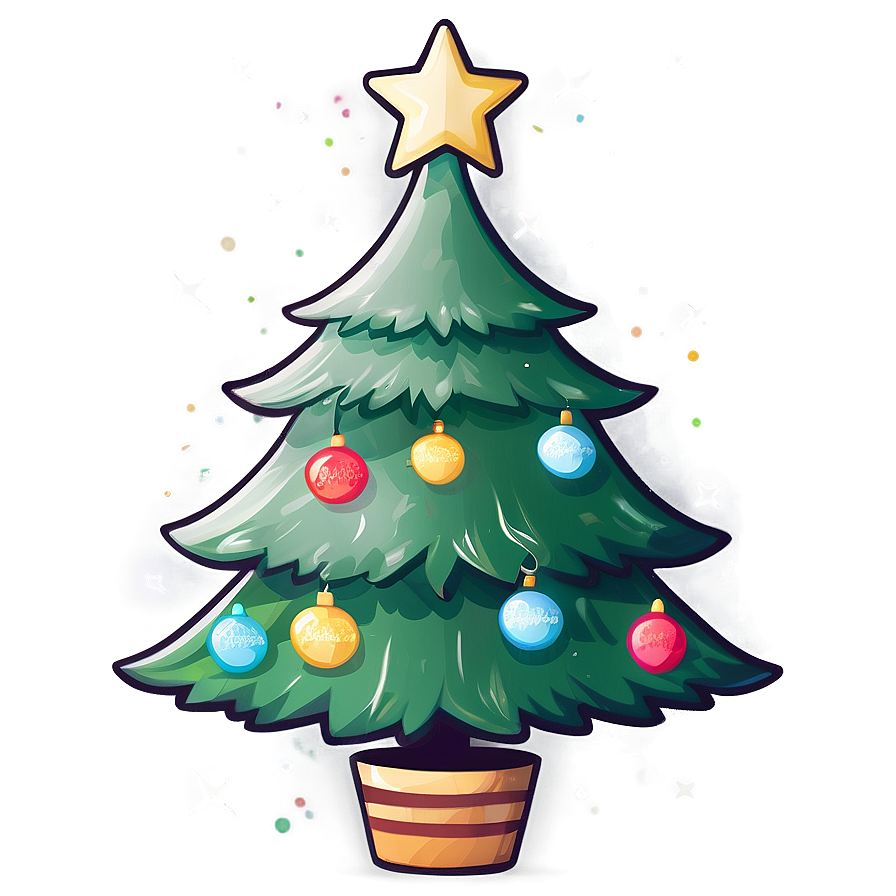 Serene Cute Christmas Tree Graphic Png 11