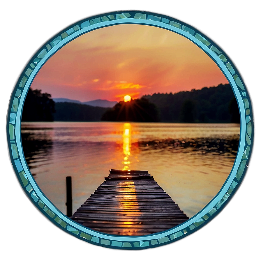 Serene Lake Sunset Png Iov10