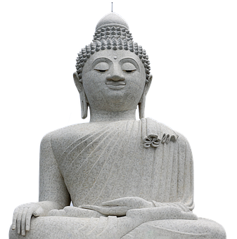 Serene Stone Buddha Statue PNG with transparent background