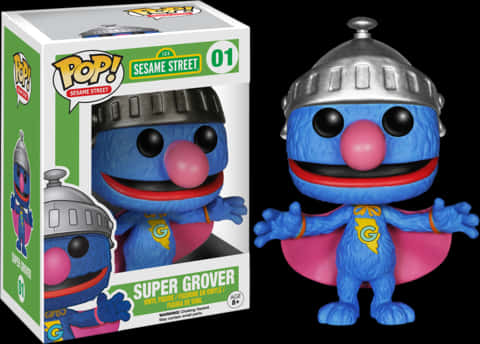 Sesame Street Funko Pop Super Grover - Sesame Street Funko Pop PNG with transparent background