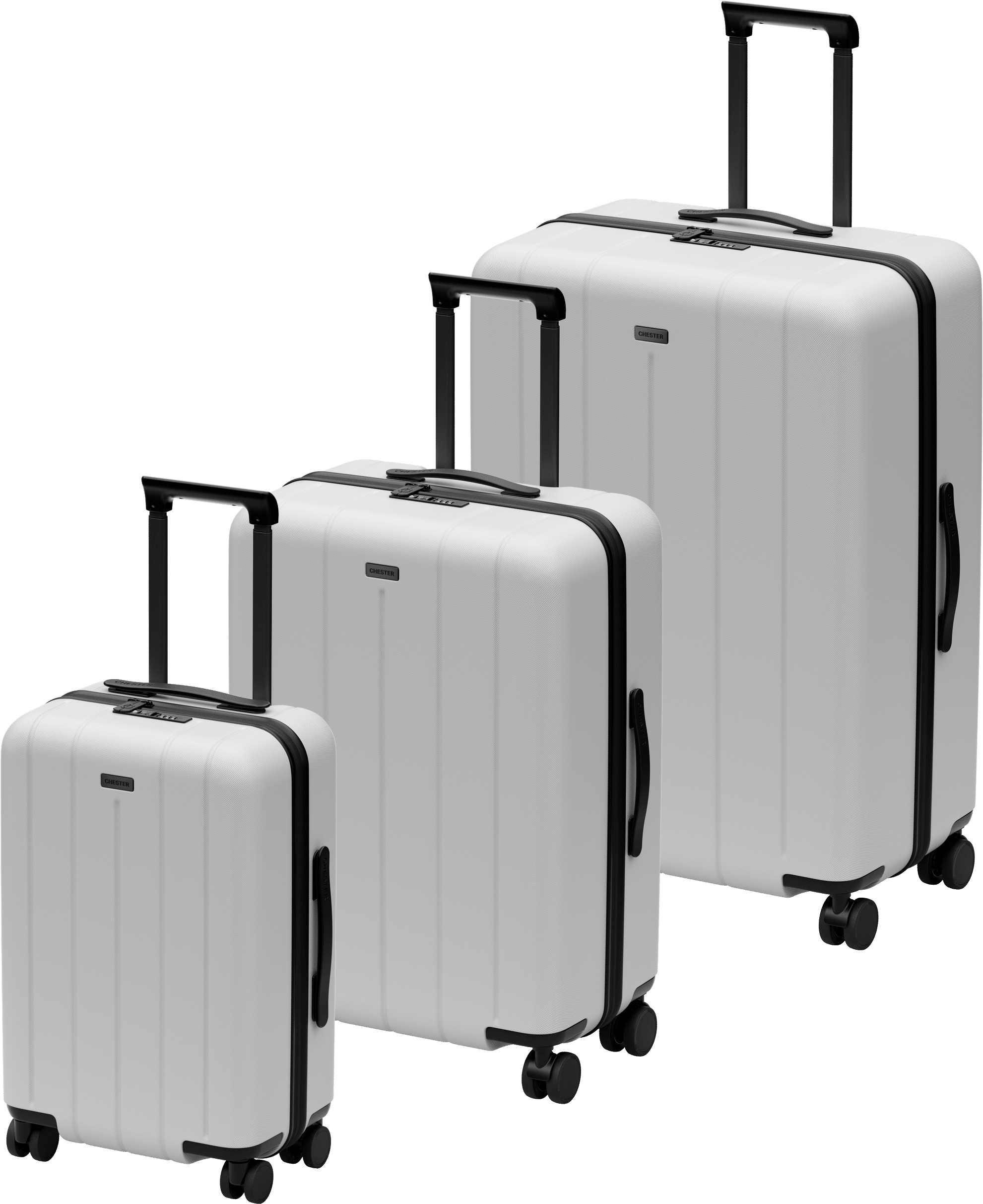 Setof Three White Hardshell Luggage