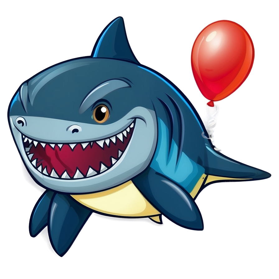 Shark Cartoon With Balloon Png 06262024