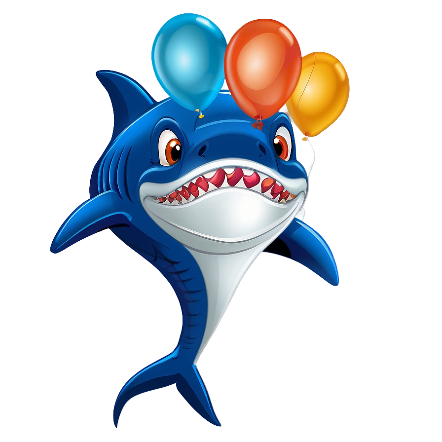 Shark Cartoon With Balloon Png Dla84