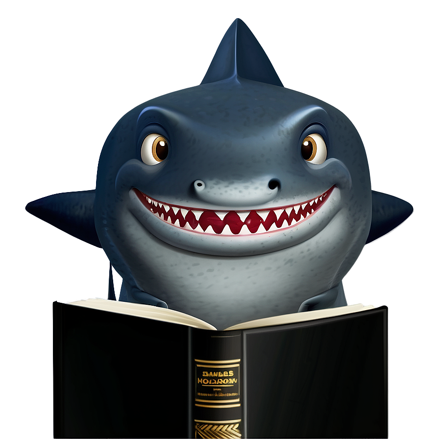 Shark Cartoon With Book Png 06262024