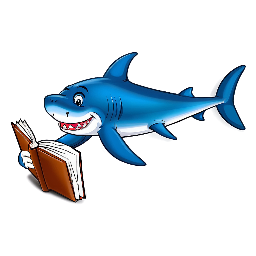 Shark Cartoon With Book Png 06262024